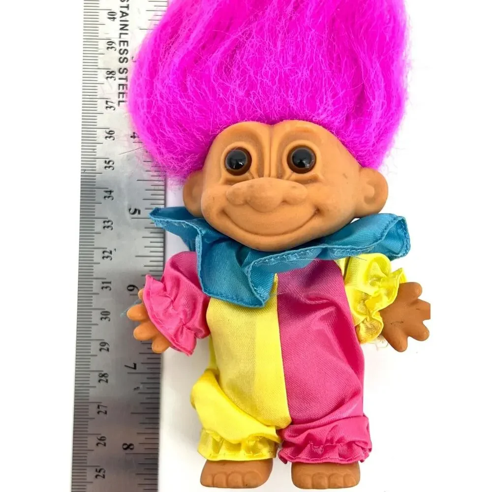 Vintage RUSS Lucky Troll Doll Clown Pink Hair Brown Eyes